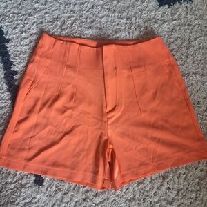 Vibrant High Waist Orange Women's Shorts
